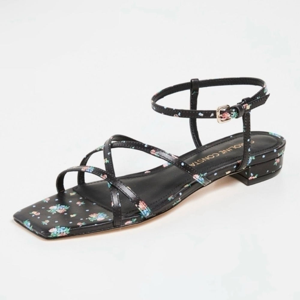 Caroline Constas | Whimsical Morgan Sandal Black Spot Floral | EU 37.5 (US 7.5)